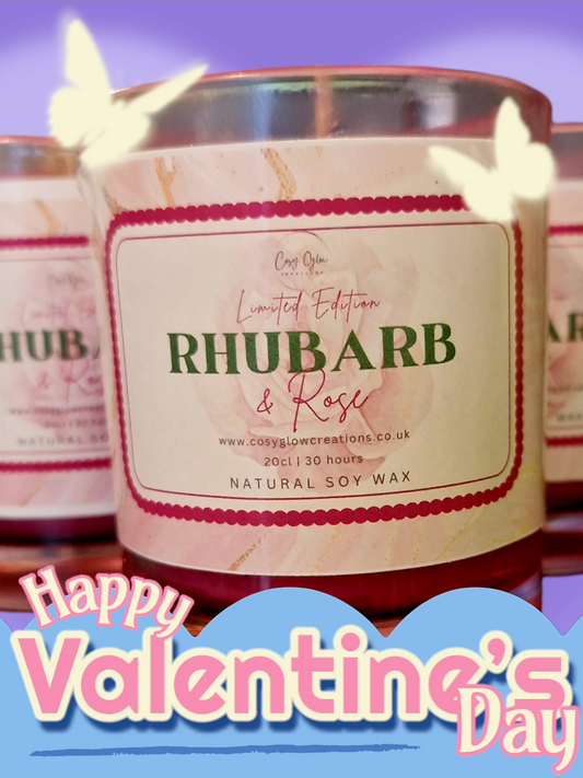 LIMITED EDITION Rhubarb & Rose 20cl candle in pink candle jar