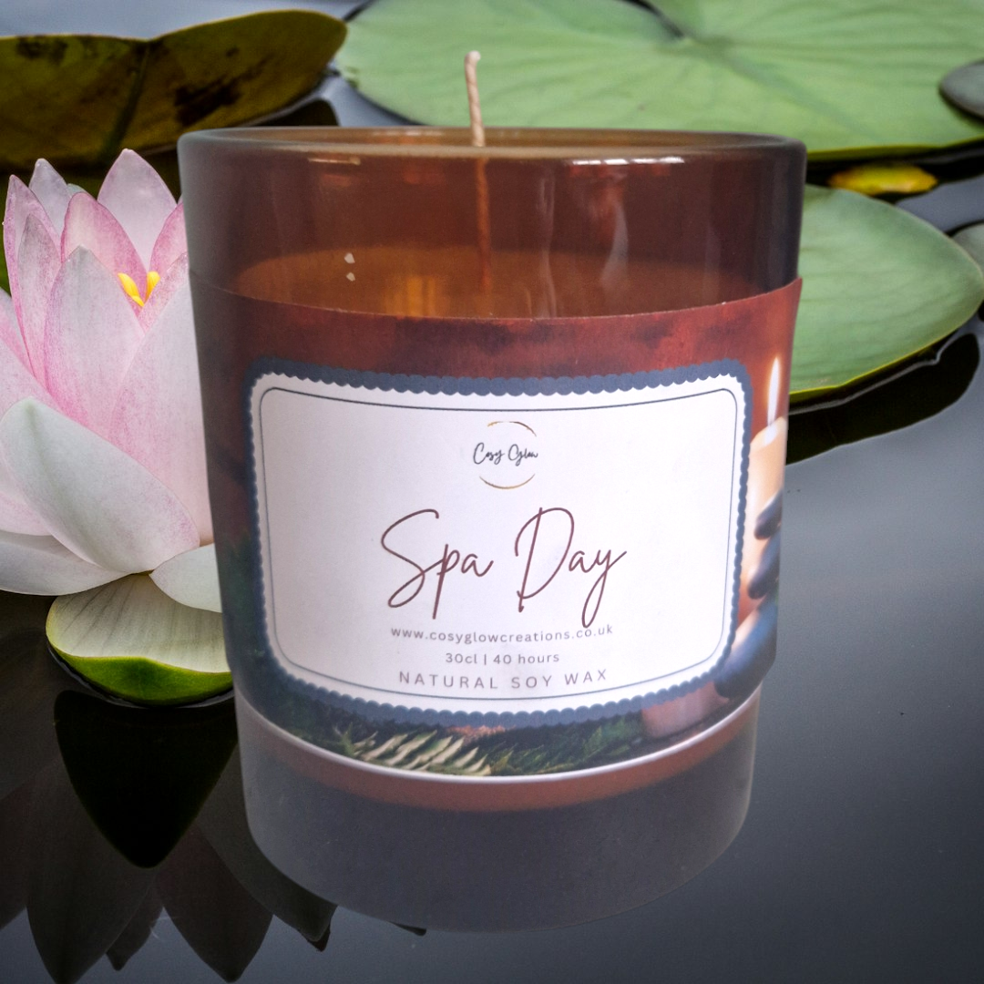 Spa Day 30cl candle in amber glass jar