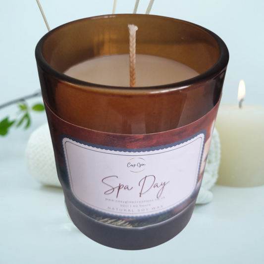Spa Day 30cl candle in amber glass jar